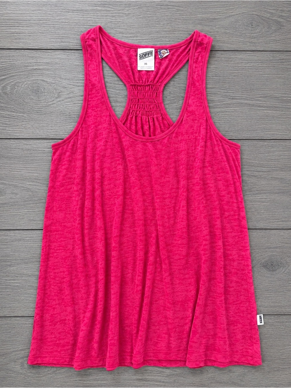 Soffe Hot Pink Gathered Racerback Tank